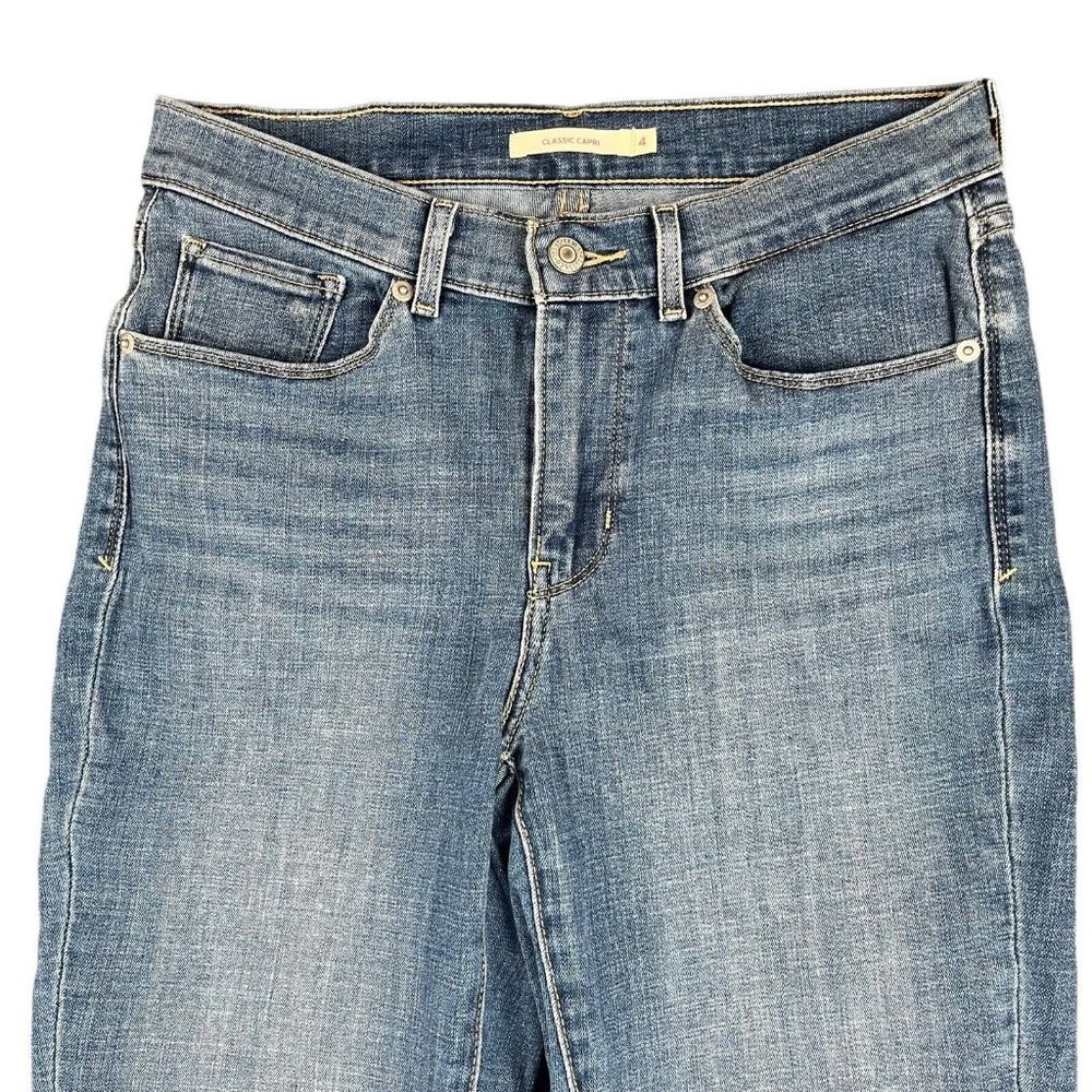 Levi's Jeans Classic‎ Capri Blue High Rise Stretch Denim Pants Women's Size 4 - Picture 5 of 16